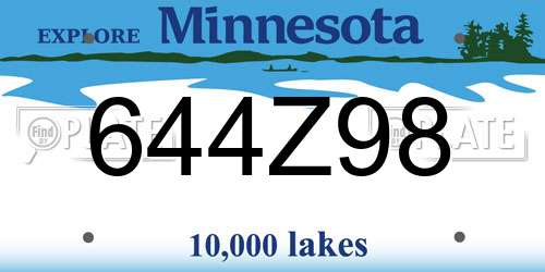 644Z98 Minnesota License Plate