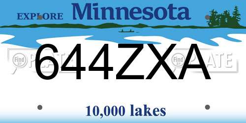 644ZXA Minnesota License Plate