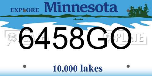 6458GO Minnesota License Plate