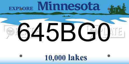645BG0 Minnesota License Plate