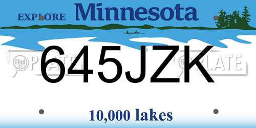 645JZK Minnesota License Plate