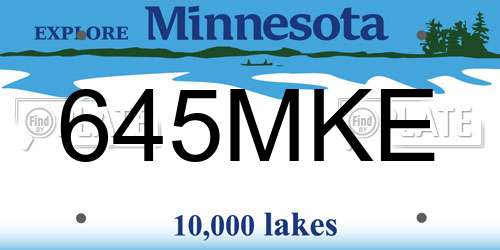 645MKE Minnesota License Plate