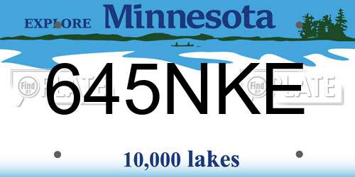 645NKE Minnesota License Plate