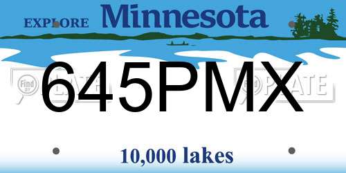 645PMX Minnesota License Plate