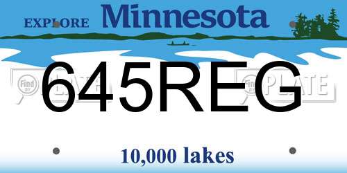 645REG Minnesota License Plate