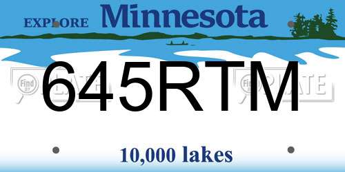 645RTM Minnesota License Plate