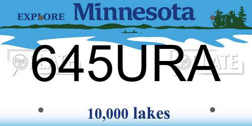645URA Minnesota License Plate