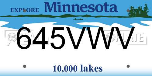 645VWV Minnesota License Plate