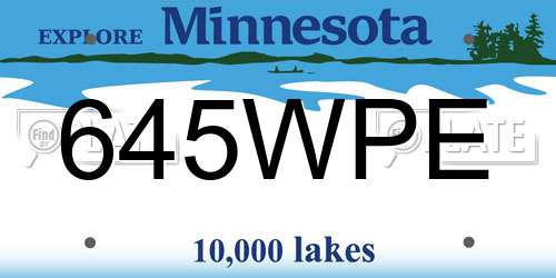 645WPE Minnesota License Plate