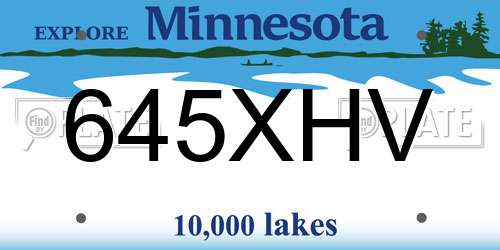 645XHV Minnesota License Plate