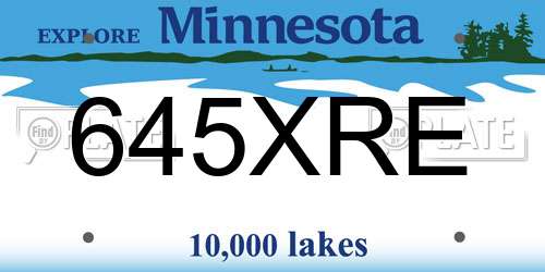 645XRE Minnesota License Plate