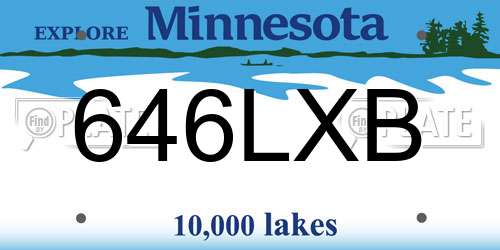 646LXB Minnesota License Plate
