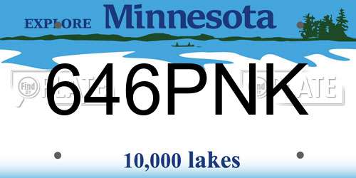 646PNK Minnesota License Plate