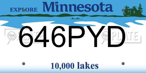 646PYD Minnesota License Plate