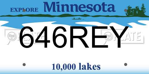 646REY Minnesota License Plate