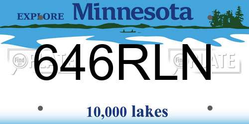 646RLN Minnesota License Plate