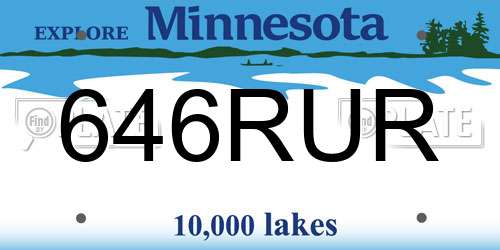 646RUR Minnesota License Plate