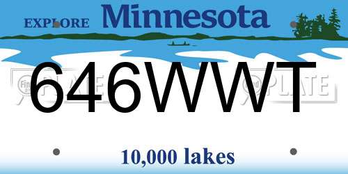 646WWT Minnesota License Plate