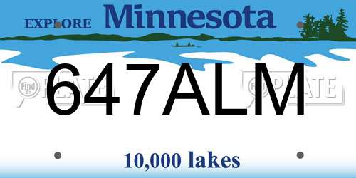 647ALM Minnesota License Plate