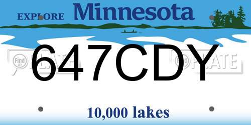 647CDY Minnesota License Plate