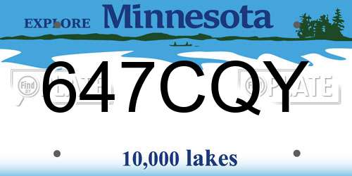 647CQY Minnesota License Plate