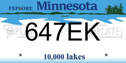 647EK Minnesota License Plate