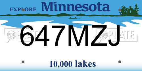 647MZJ Minnesota License Plate