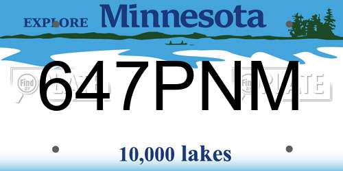 647PNM Minnesota License Plate