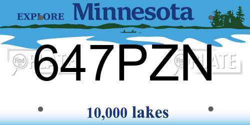 647PZN Minnesota License Plate