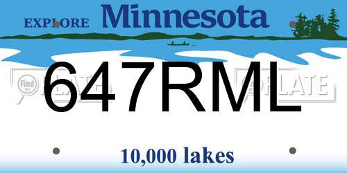 647RML Minnesota License Plate