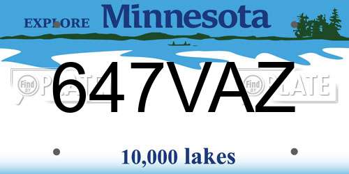 647VAZ Minnesota License Plate