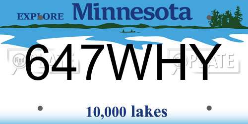 647WHY Minnesota License Plate