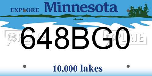 648BG0 Minnesota License Plate