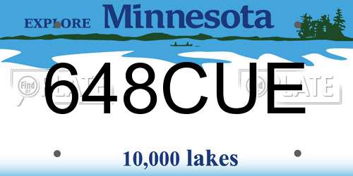 648CUE Minnesota License Plate