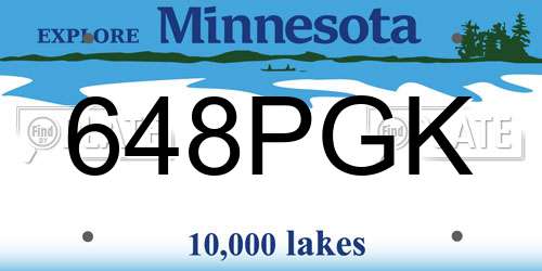 648PGK Minnesota License Plate