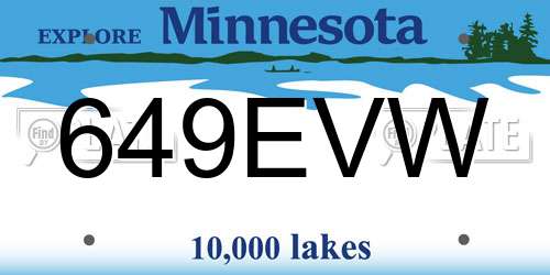 649EVW Minnesota License Plate