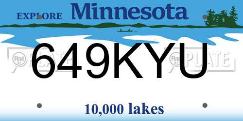 649KYU Minnesota License Plate