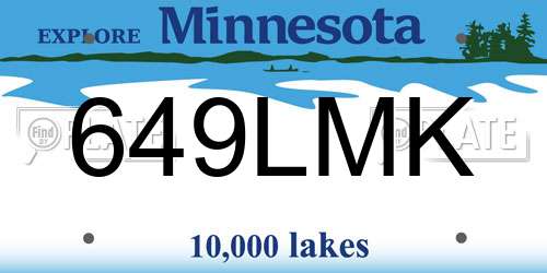 649LMK Minnesota License Plate