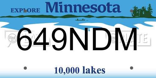 649NDM Minnesota License Plate