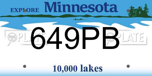 649PB Minnesota License Plate
