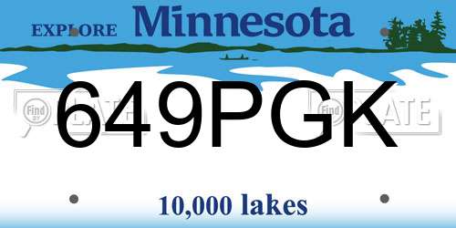 649PGK Minnesota License Plate