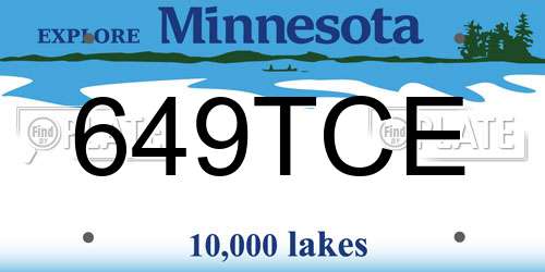 649TCE Minnesota License Plate