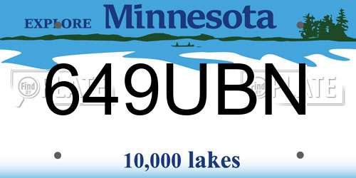 649UBN Minnesota License Plate