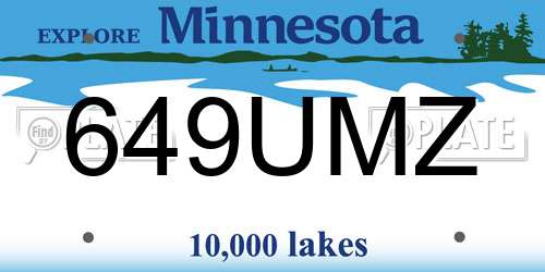 649UMZ Minnesota License Plate