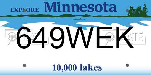 649WEK Minnesota License Plate