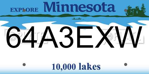 64A3EXW Minnesota License Plate