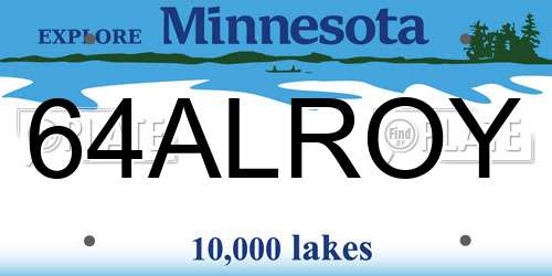 64ALROY Minnesota License Plate