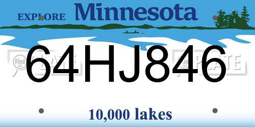 64HJ846 Minnesota License Plate