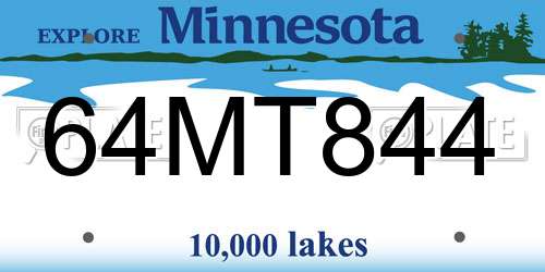 64MT844 Minnesota License Plate
