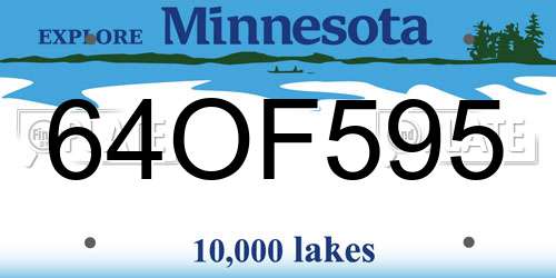 64OF595 Minnesota License Plate